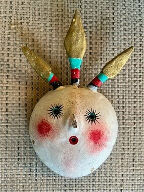 🌷2/$10 Vintage Handcrafted Folk Art Sun Face with Gold Rays
